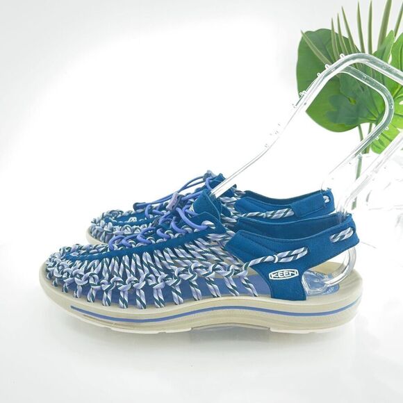 Keen Men Uneek Sandal Size 8.5 Bungee Cord Woven Slip On Blue Outdoor Hike Sport - Picture 5 of 13